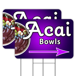 2 Pack Acai Bowls Yard Sign 16" x 24" - Double-Sided Print, with Metal Stakes 841098142407