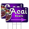2 Pack Acai Bowls Yard Sign 16" x 24" - Double-Sided Print, with Metal Stakes 841098142407