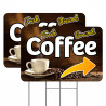 2 Pack Fresh Brewed Coffee (Arrow) Yard Sign 16" x 24" - Double-Sided Print, with Metal Stakes 841098142643