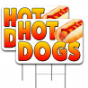 2 Pack HOT Dogs Yard Sign 16" x 24" - Double-Sided Print, with Metal Stakes (Made in The USA) 841098187392