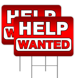 2 Pack Help Wanted Yard Sign 16" x 24" - Double-Sided Print, with Metal Stakes 841098187149