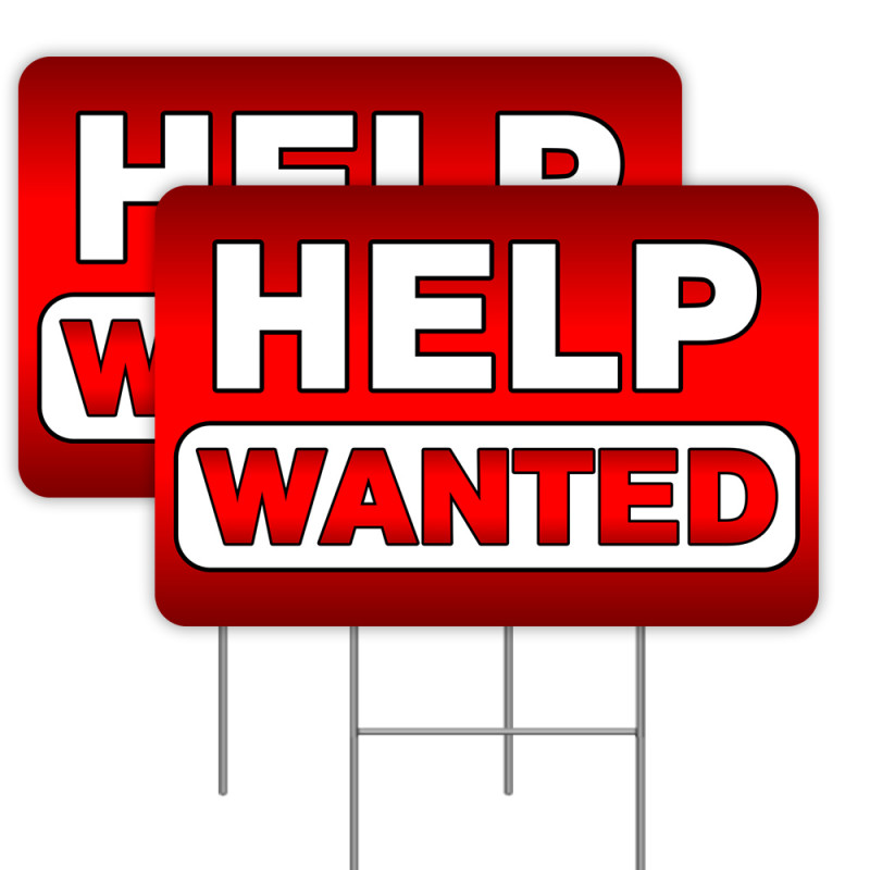 2 Pack Help Wanted Yard Sign 16 X 24 Double Sided Print With Metal