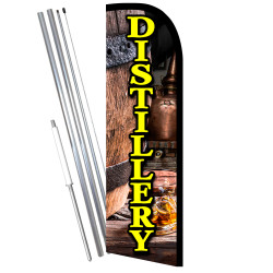 Distillery Premium Windless Feather Flag Bundle (11.5' Tall Flag, 15' Tall Flagpole, Ground Mount Stake) Printed in the USA 8410