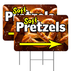 2 Pack Soft Pretzels Yard Signs 16" x 24" - Double-Sided Print, with Metal Stakes 841098109660