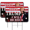 TRUMP 2024 I Will Be Back 2 Pack Yard Signs 16" x 24" - Double-Sided Print, with Metal Stakes Made in the USA 841098109714