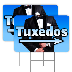 2 Pack Tuxedos Yard Signs 16" x 24" - Double-Sided Print, with Metal Stakes 841098109738