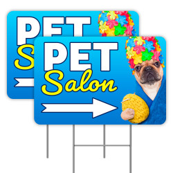 2 Pack Pet Salon Yard Signs 16" x 24" - Double-Sided Print, with Metal Stakes 841098109783