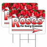 2 Pack Roses Yard Signs 16" x 24" - Double-Sided Print, with Metal Stakes 841098109912