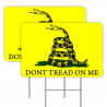 2 Pack Don't Tread On Me (Gadsden) Yard Signs 16" x 24" - Double-Sided Print, with Metal Stakes 841098109974