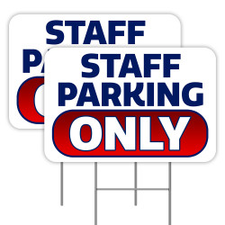 2 Pack Staff Parking Only Yard Signs 16" x 24" - Double-Sided Print, with Metal Stakes 841098110024