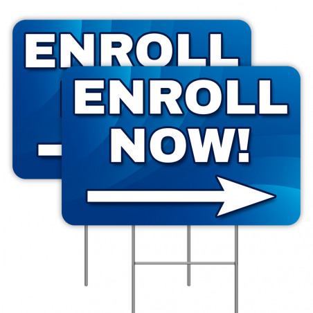 2 Pack Enroll Now! Yard Signs 16" x 24" - Double-Sided Print, with Metal Stakes 841098110048