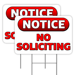 2 Pack NO SOLICITING Yard Signs 16" x 24" - Double-Sided Print, with Metal Stakes 841098110055