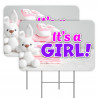 2 Pack Its A Girl Yard Signs 16" x 24" - Double-Sided Print, with Metal Stakes 841098110062