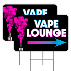 2 Pack Vape Lounge Yard Signs 16" x 24" - Double-Sided Print, with Metal Stakes 841098110093