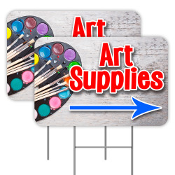 2 Pack Art Supplies Yard Signs 16" x 24" - Double-Sided Print, with Metal Stakes 841098110246