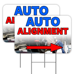 2 Pack Auto Alignment Yard Signs 16" x 24" - Double-Sided Print, with Metal Stakes 841098110260