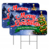 2 Pack Merry Christmas Yard Signs 16" x 24" - Double-Sided Print, with Metal Stakes 841098110475