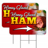 2 Pack Honey Glazed Ham Yard Signs 16" x 24" - Double-Sided Print, with Metal Stakes 841098110536