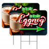 2 Pack Egg Nog Yard Signs 16" x 24" - Double-Sided Print, with Metal Stakes 841098110543