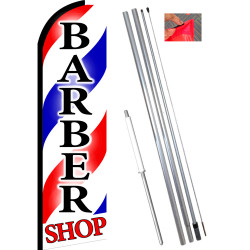Vista Flags Barber Shop Flutter Feather Flag Bundle (11.5' Tall Flag, 15' Tall Flagpole, Ground Mount Stake) 841098124700