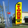 WE Finance Everyone (Yellow) Flutter Feather Flag Bundle (11.5' Tall Flag, 15' Tall Flagpole, Ground Mount Stake)