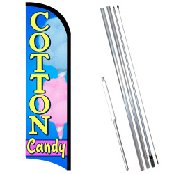 Cotton Candy Premium Windless Feather Flag Bundle (11.5' Tall Flag, 15' Tall Flagpole, Ground Mount Stake)