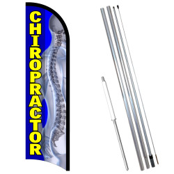 Vista Flags Chiropractor Premium Windless Feather Flag Bundle (11.5' Tall Flag, 15' Tall Flagpole, Ground Mount Stake)