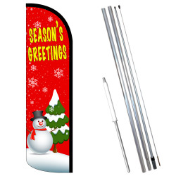 Merry Christmas Swooper Flag Windless Feather Sign Kit Banner 2.5' Snowman 