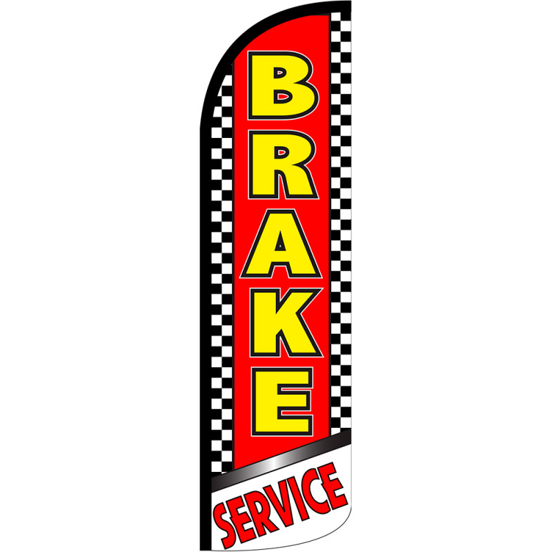Brake Service (Checkered) Windless Feather Flag, Flag ONLY (11.5' Tall x 3' Wide)