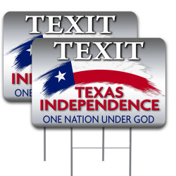 TEXIT Texas One Nation Under God 2 Pack Double-Sided Yard Signs 16" x 24" with Metal Stakes (Made in The USA) 841098169275