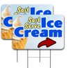Vista Products 2 Pack Soft Serve Ice Cream Arrow Yard Sign 16" x 24" - Double-Sided Print, with Metal Stakes 841098169701
