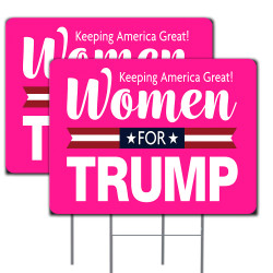 Women for Trump 2 Pack Yard Sign 16" x 24" - Double-Sided Print, with Metal Stakes 841098169947