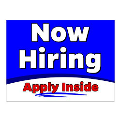 Now Hiring Apply Inside 32" x 24" Perforated Removable Window Decal (Made in The USA)