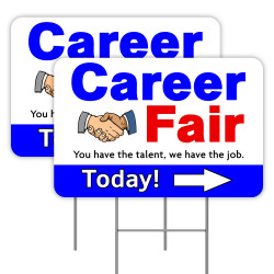 2 Pack Career Fair Yard Signs 16" x 24" - Double-Sided Print, with Metal Stakes 841098175436