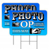 2 Pack Photo Op Yard Signs 16" x 24" - Double-Sided Print, with Metal Stakes 841098175924