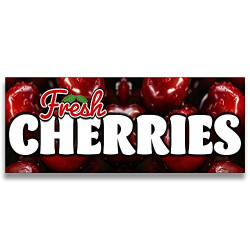 Fresh Cherries Vinyl Banner 5 Feet Wide by 2 Feet Tall