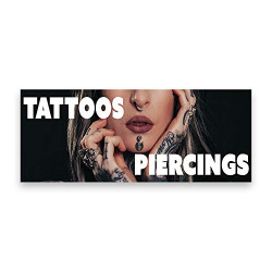Tattoo Piercings Vinyl Banner 5 Feet Wide by 2 Feet Tall
