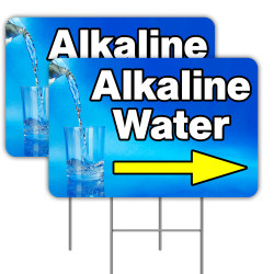 2 Pack Alkaline Water Yard Sign 16" x 24" - Double-Sided Print, with Metal Stakes 841098102746