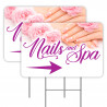 2 Pack Nails and Spa Yard Sign 16" x 24" - Double-Sided Print, with Metal Stakes 841098103866