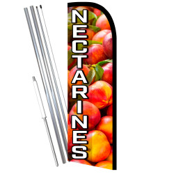 Nectarines Premium Windless Feather Flag Bundle (11.5' Tall Flag, 15' Tall Flagpole, Ground Mount Stake) Printed in the USA 8410