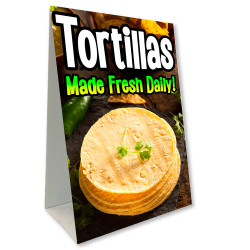 Tortillas Made Fresh Daily Economy A-Frame Sign 24" Wide by 36" Tall (Made in The USA) 841098109073