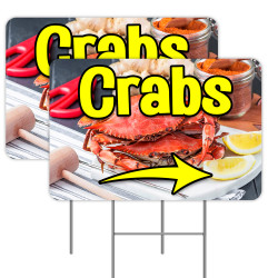 2 Pack Crabs Yard Sign 16" x 24" - Double-Sided Print, with Metal Stakes 841098109547
