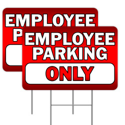 2 Pack Employee Parking ONLY Yard Sign 16" x 24" - Double-Sided Print, with Metal Stakes 841098109554
