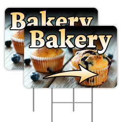 2 Pack Bakery Yard Signs 16" x 24" - Double-Sided Print, with Metal Stakes 841098109691