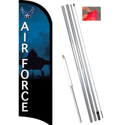 AIR FORCE Premium Feather Flag Bundle (11.5' Tall Flag, 15' Tall Flagpole, Ground Mount Stake)