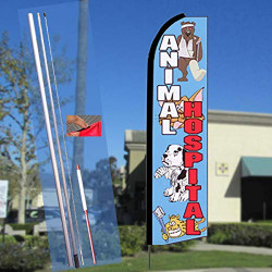 ANIMAL HOSPITAL (Blue) Flutter Feather Banner Flag Kit (Flag, Pole, & Ground Mt)
