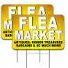 2 Pack Flea Market Yard Sign 16" x 24" - Double-Sided Print, with Metal Stakes 841098106560