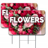 2 Pack Flowers Yard Sign 16" x 24" - Double-Sided Print, with Metal Stakes 841098145088