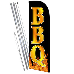 BBQ Premium Windless Feather Banner Flag Kit (Flag, Pole, & Ground Mt) 841098152024