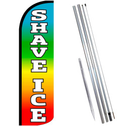 Vista Flags Shave Ice (Multicolor) Windless Feather Flag Bundle (11.5' Tall Flag, 15' Tall Flagpole, Ground Mount Stake) 8410981